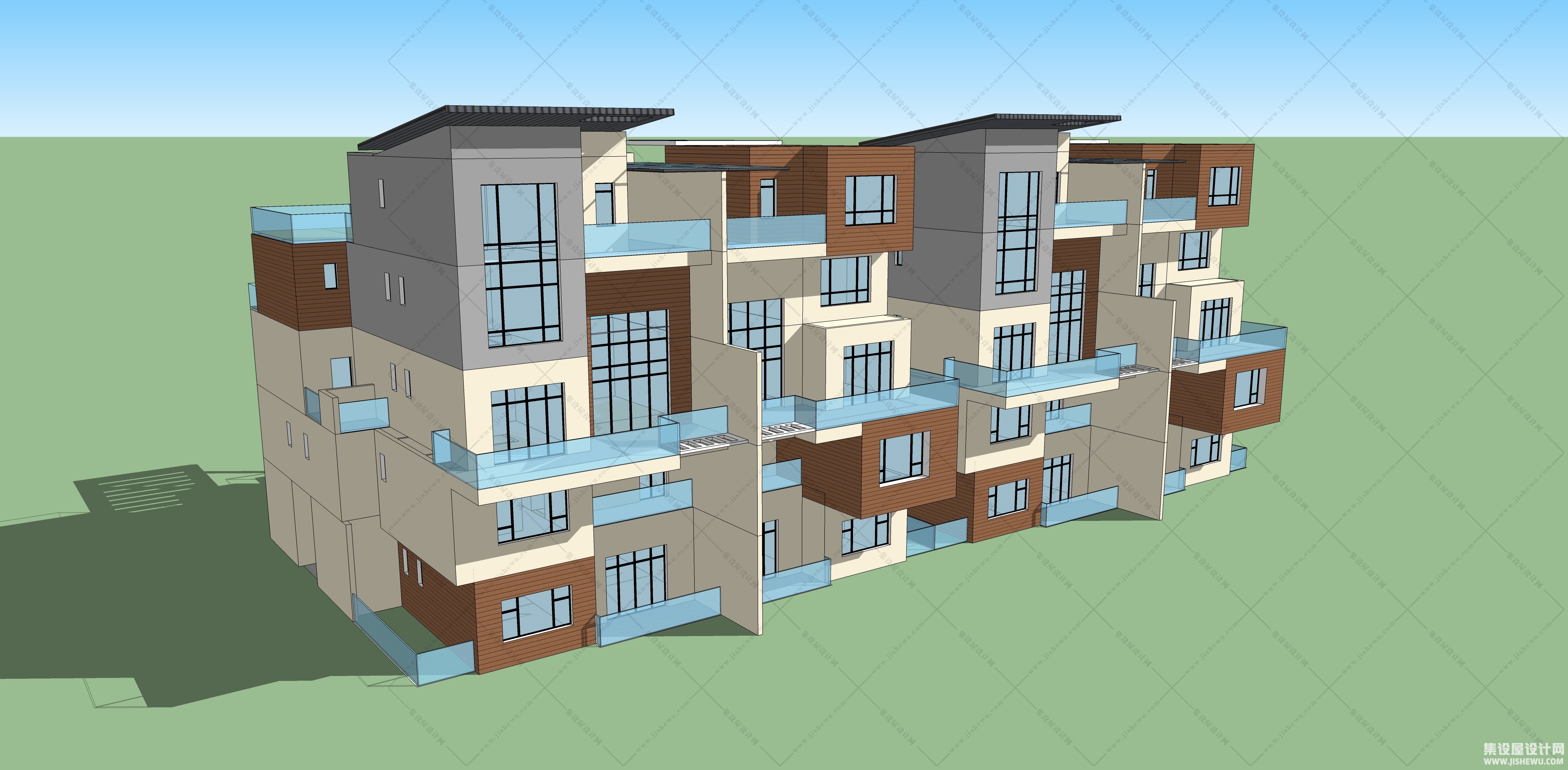 现代风格商业建筑模型-1