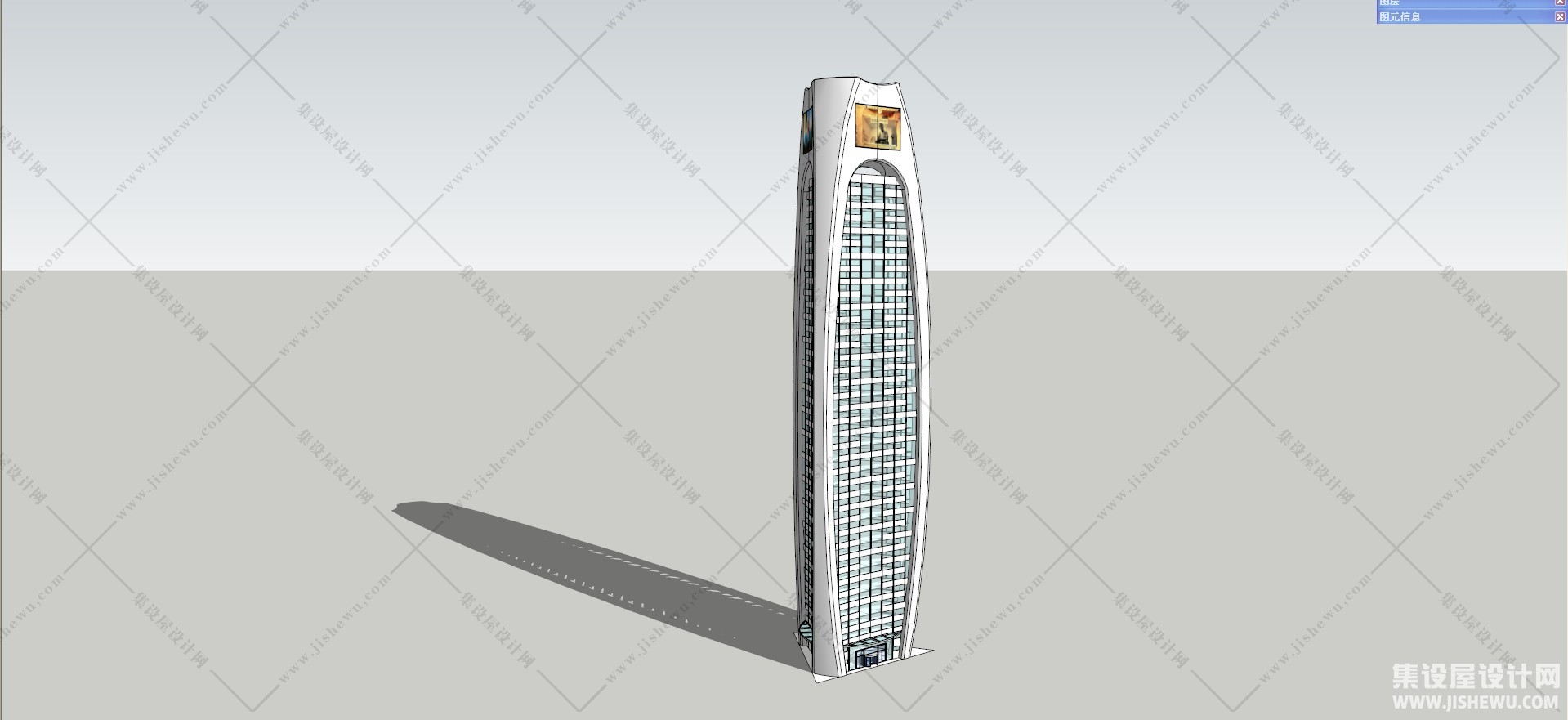 现代风格商业建筑模型-3