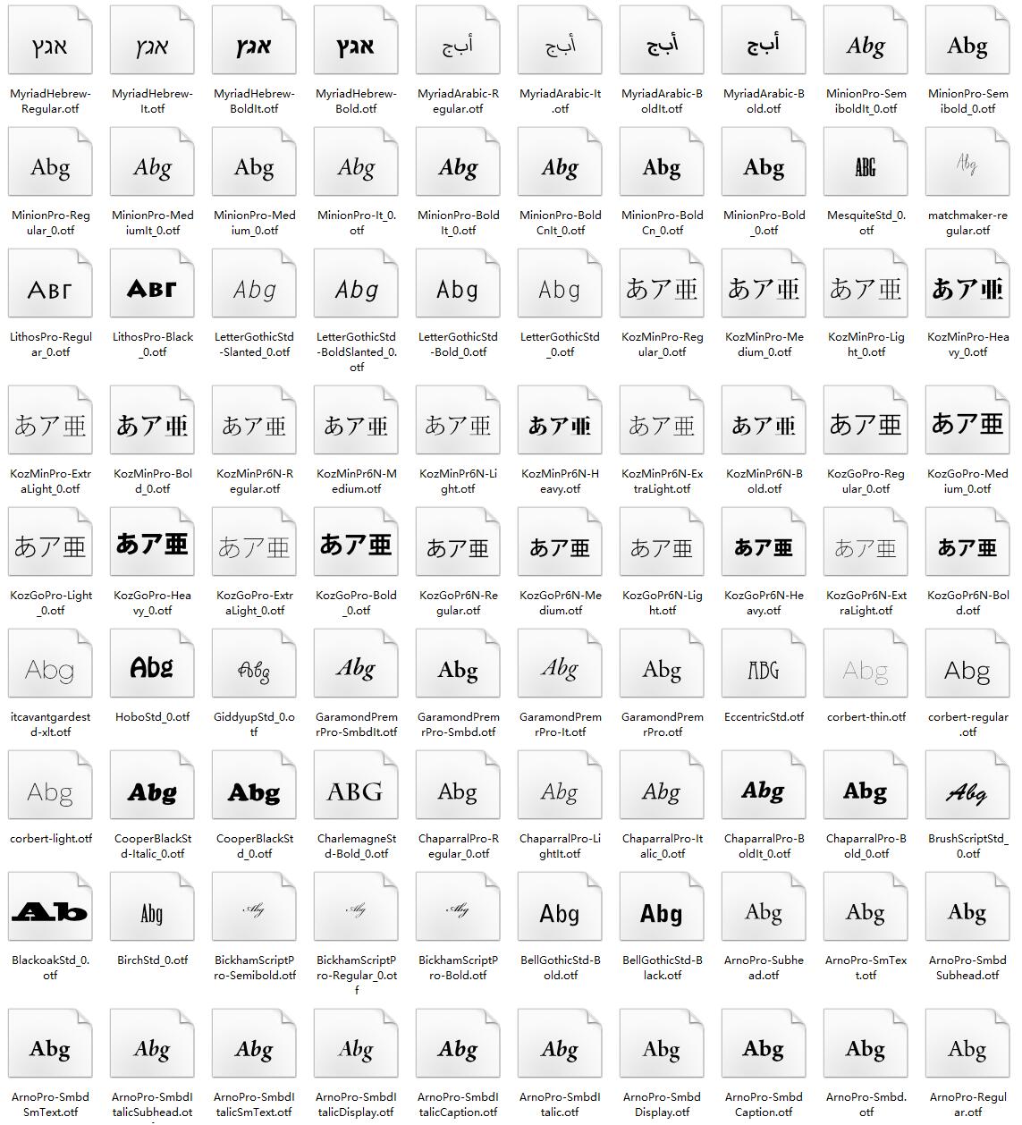 830款电脑常用中文、英文、数字、繁体字体