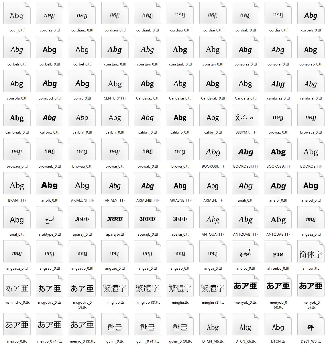 830款电脑常用中文、英文、数字、繁体字体