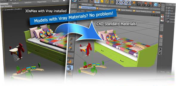 3Dmax模型转C4D模型格式、C4D模型导成3Dmax模型插件