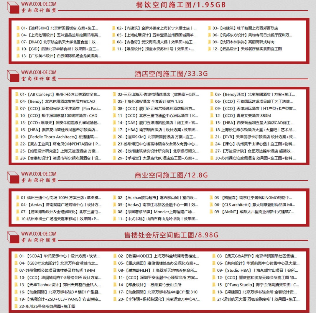 室内设计联盟-《精品施工图集 第一辑》 上百G最新顶级施工图 三大超值赠品！