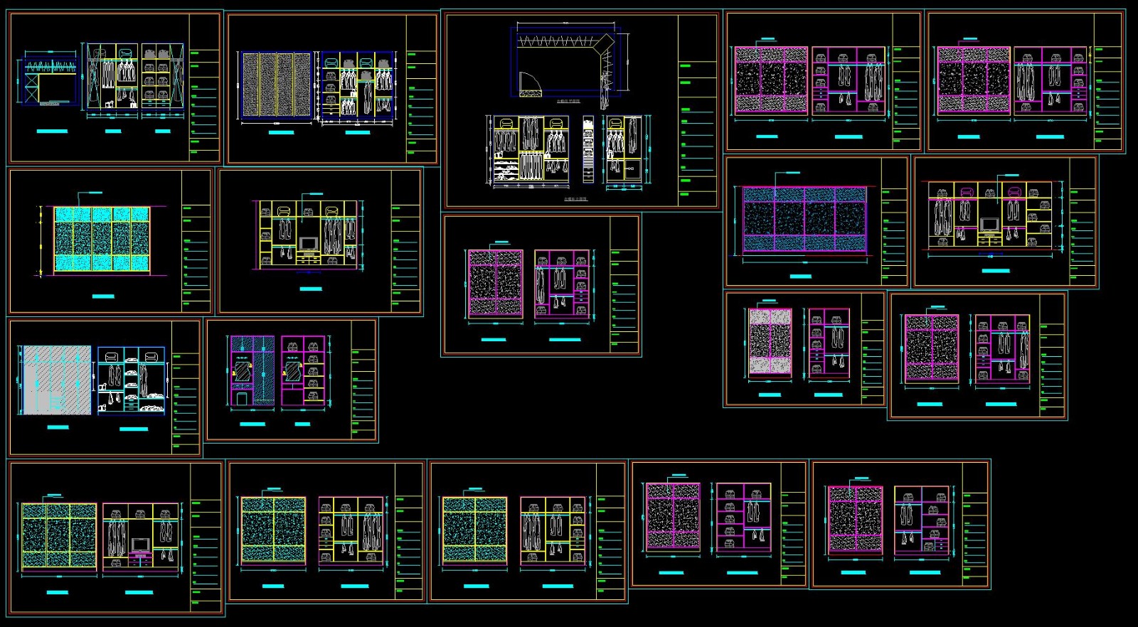 99套家装全屋柜子样式和大样及衣柜CAD详图 精细实用施工图-4