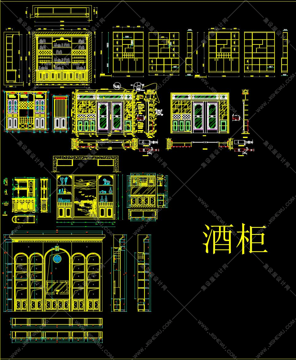 cad新版柜体图库-书柜酒柜卫浴柜酒柜博古架衣柜-6