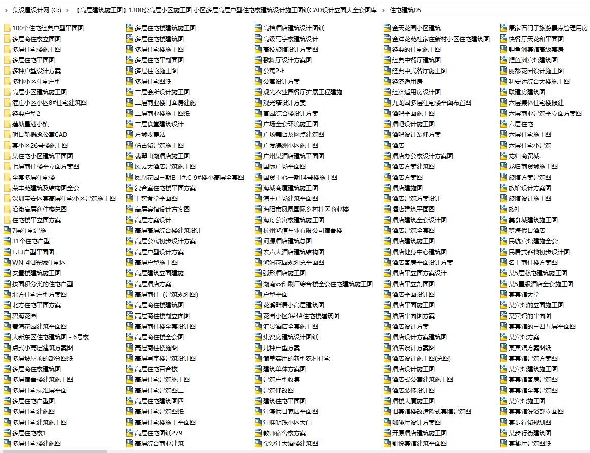 【高层建筑施工图】1300套高层小区施工图 小区多层高层户型住宅楼建筑设计施工图纸CAD设计立面大全套图库-4