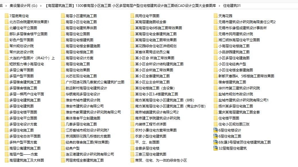 【高层建筑施工图】1300套高层小区施工图 小区多层高层户型住宅楼建筑设计施工图纸CAD设计立面大全套图库-1