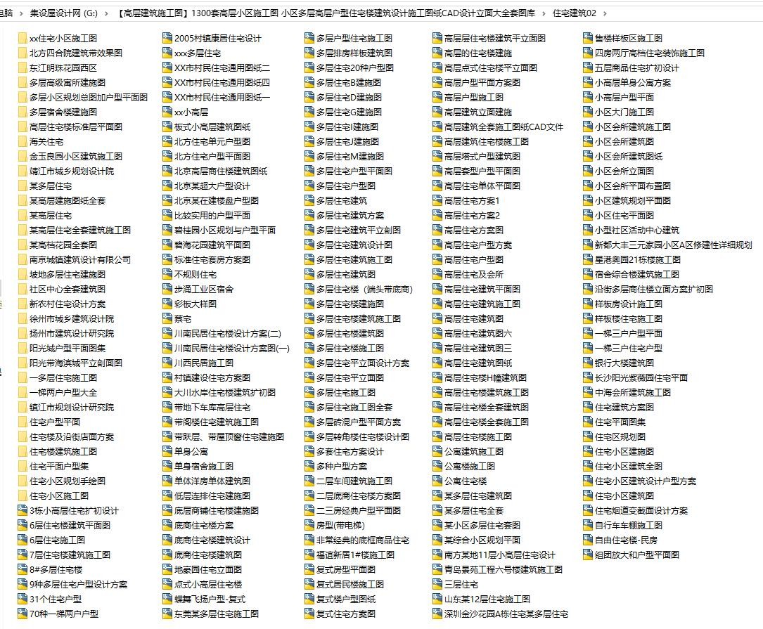 【高层建筑施工图】1300套高层小区施工图 小区多层高层户型住宅楼建筑设计施工图纸CAD设计立面大全套图库-2
