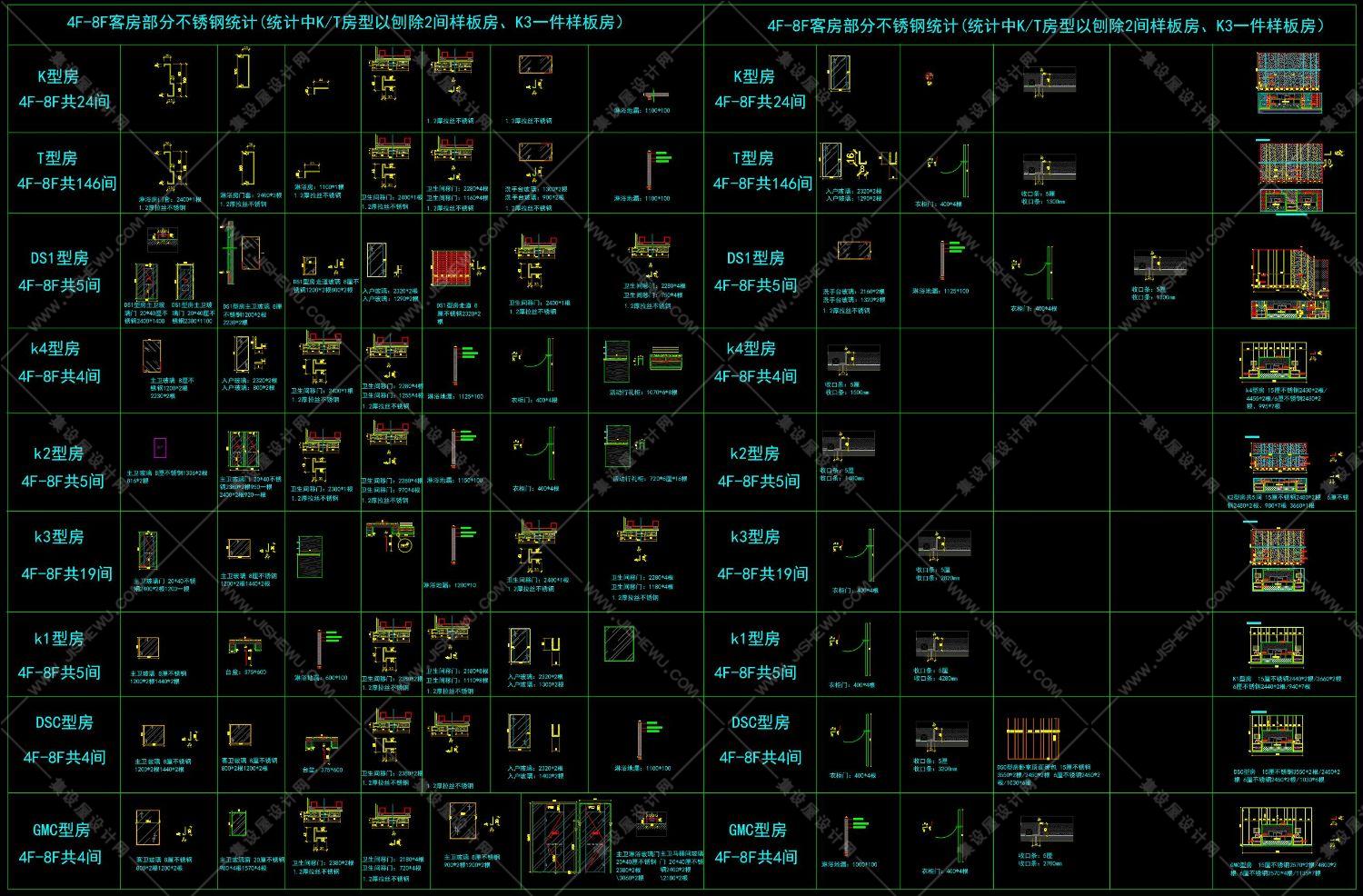 工艺节点《装饰工程常用基层做法》SU模型+CAD+基层厚度测算表！-8