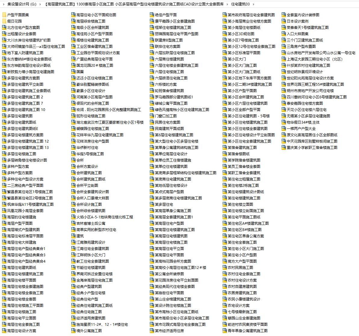 【高层建筑施工图】1300套高层小区施工图 小区多层高层户型住宅楼建筑设计施工图纸CAD设计立面大全套图库-5