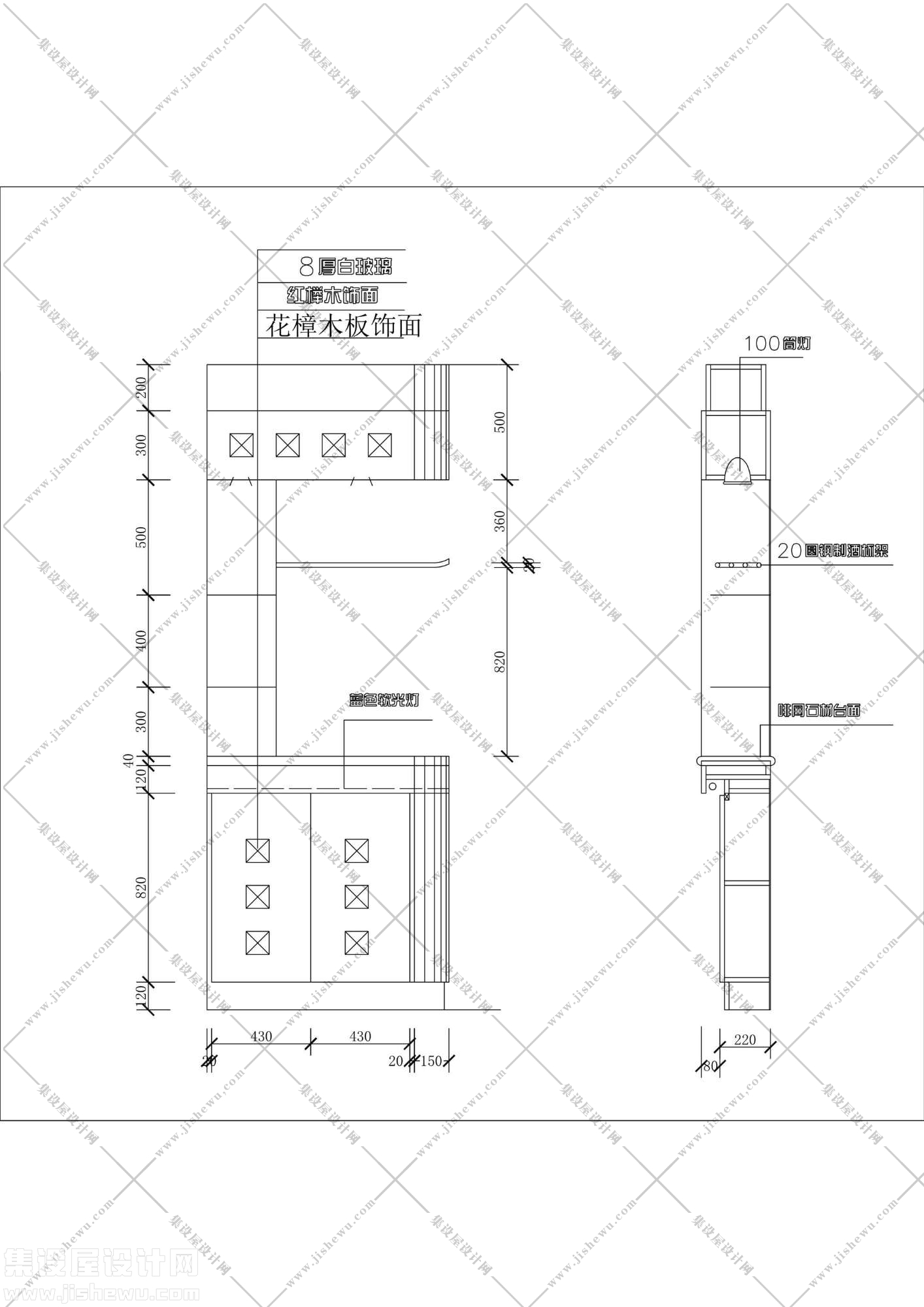 38款常用板式酒柜CAD图库-18