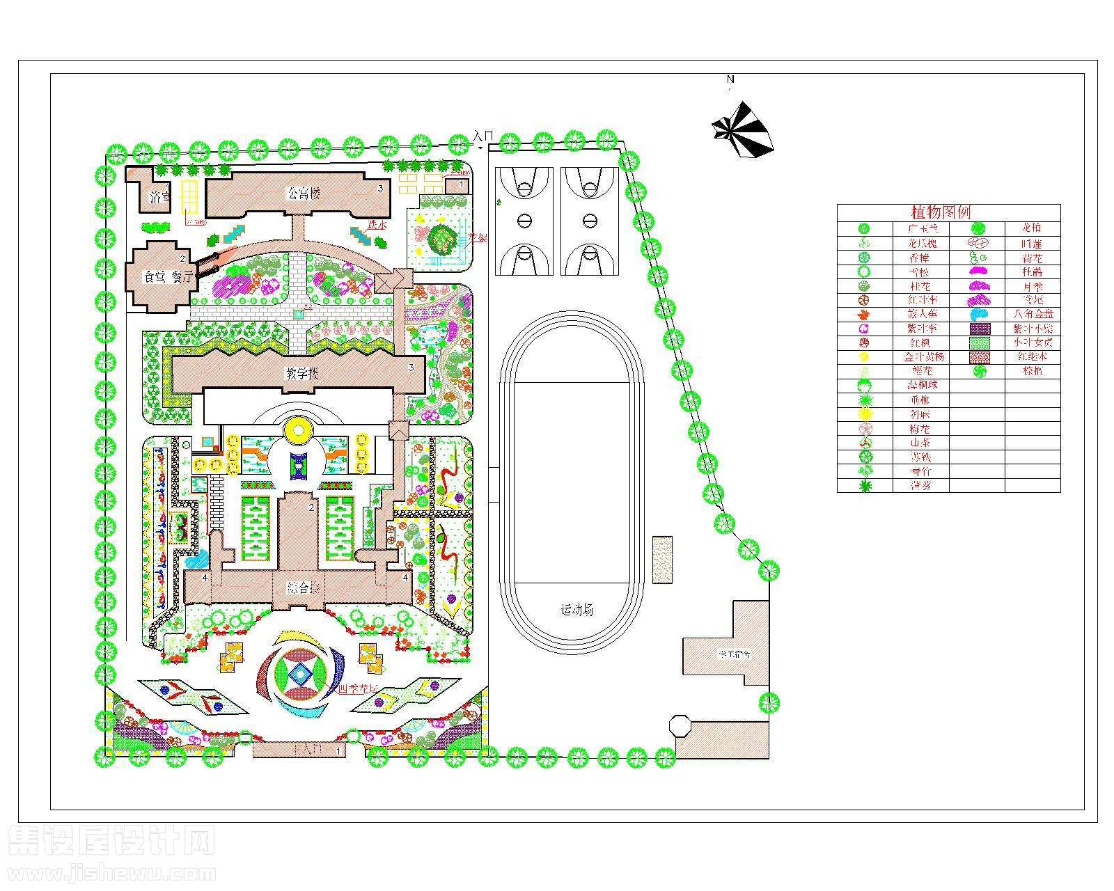 校园绿化规划设计平面图-1