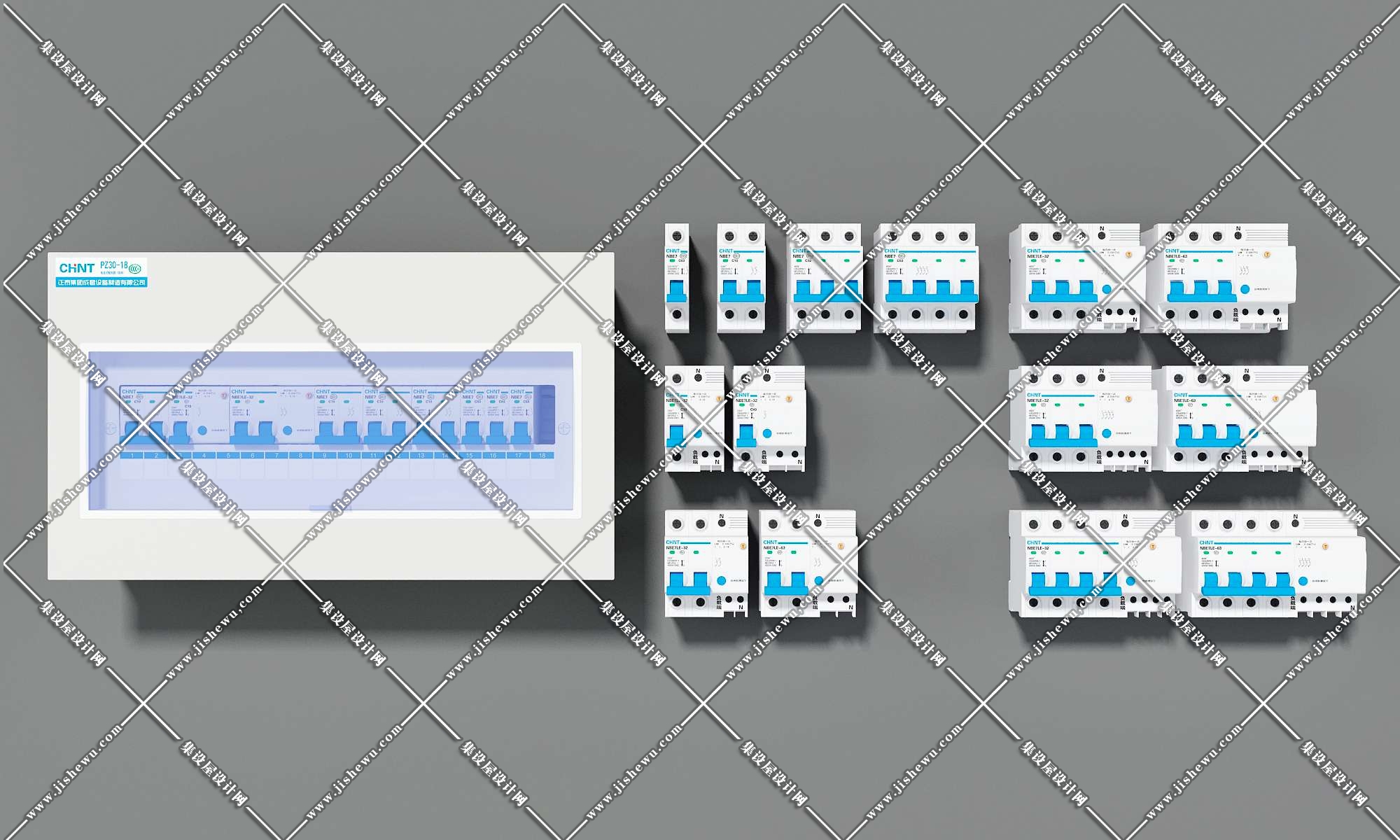墙壁空气开关 配电箱3D模型-1